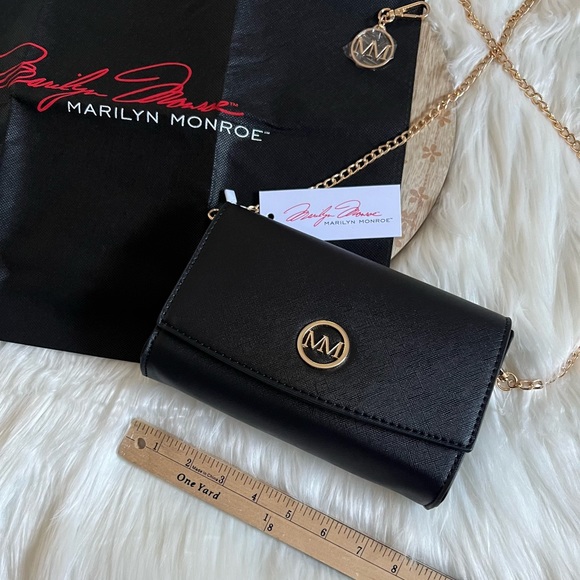 NEW Marilyn Monroe Women’s Black & Gold Cross Body Purse ✨ - Picture 11 of 12